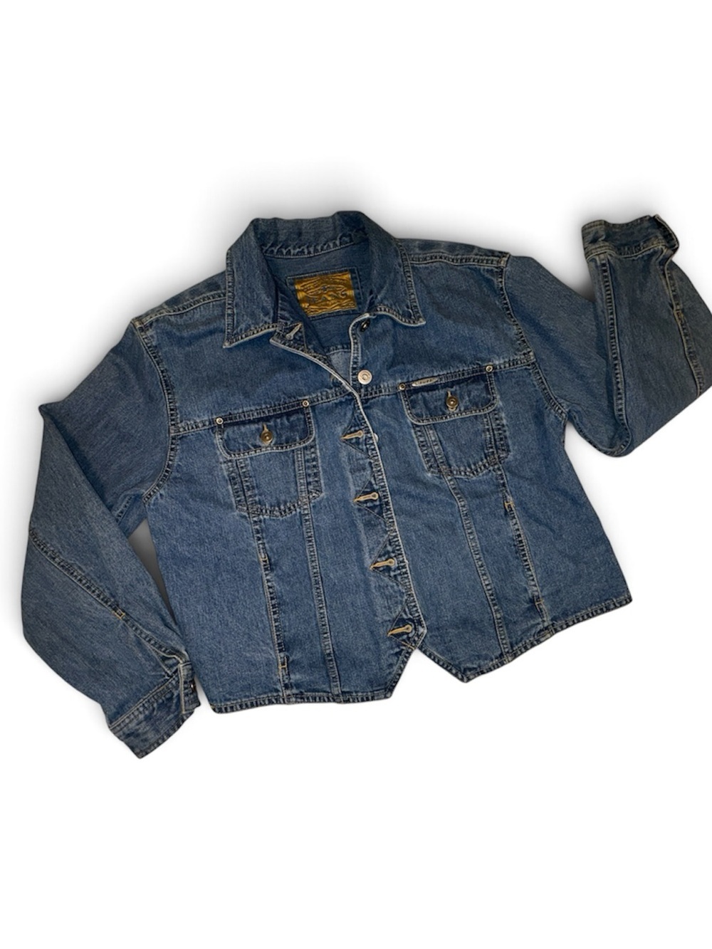 Vintage 90s Y2K Liz Claiborne Lizwear Crop Denim Button Down Jacket Women Size M
